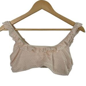 Andie The Hydra Bikini Swim Top Womens M Cream Vanilla Crochet Lace Cottage‎